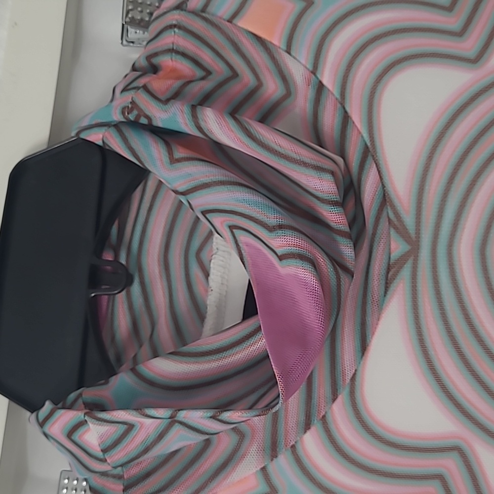 AFRM Pink and Gray Sleeveless Mock Neck Sheath Maxi Dress - Picture 4 of 5